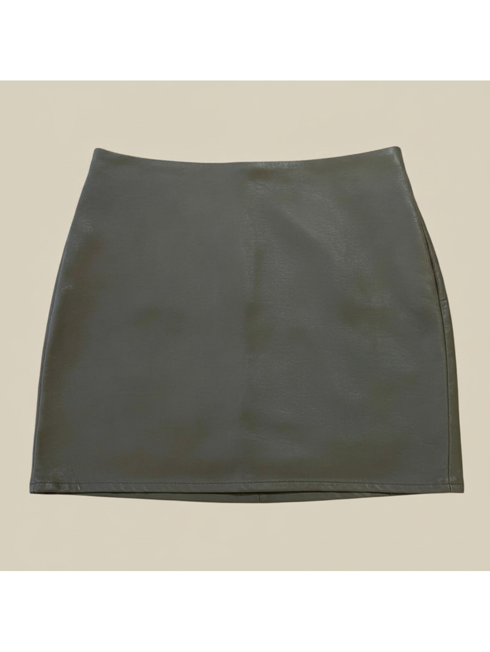 Forever 21 Olive Green Faux Leather Zip-Front Mini Skirt Size Medium